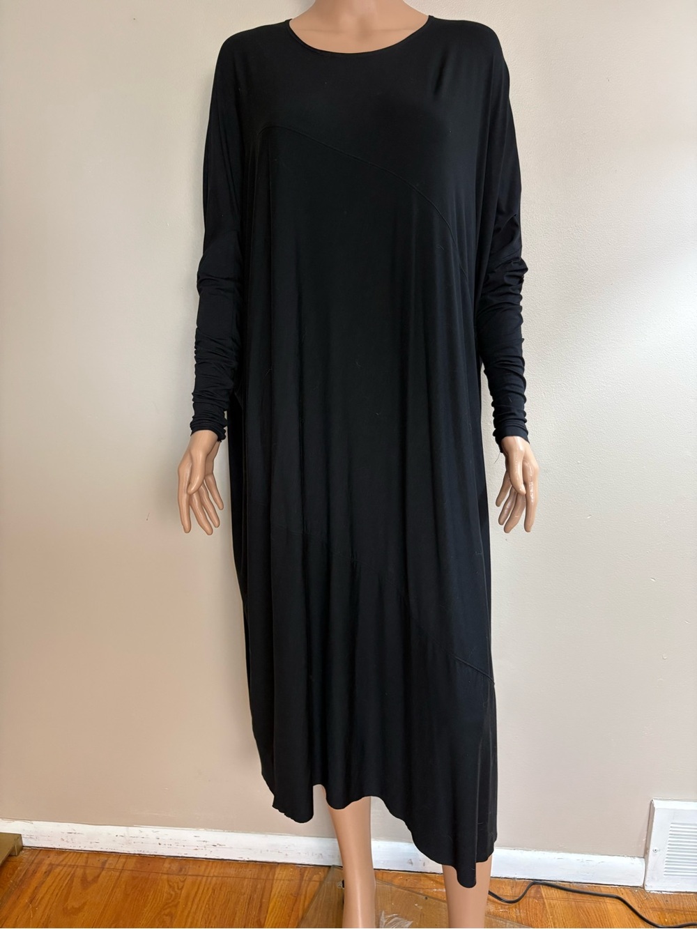 Women's THE FROCK NYC Black SIGNATURE A-Line T Shirt SWING Lagenlook DRESS  S